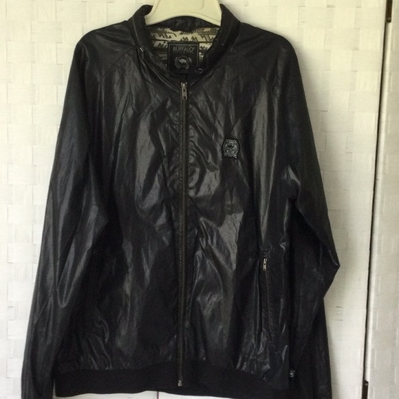 Mens Buffalo David Button Jacket size L black sipper front side pockets #26 - Picture 1 of 7